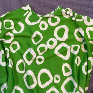 Vintage Green and White Patterned Dress size L/XL? See measurements